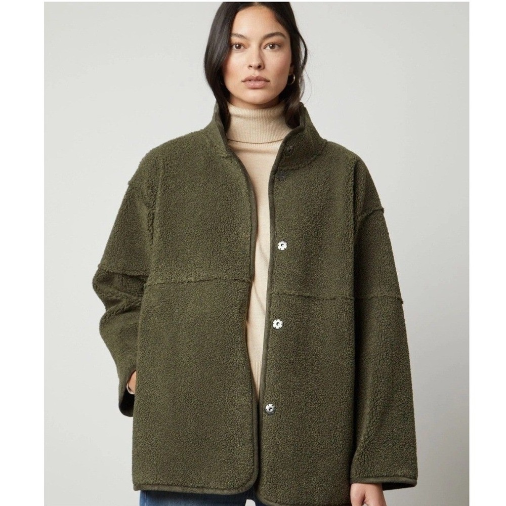 Velvet by Graham Spencer albany reversible Olive‎ Shearling Coat Green Size M